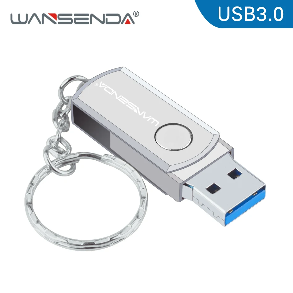 WANSENDA USB 3 0 флеш накопитель 128 ГБ 256 Вращающаяся ручка 16 32 64 флешка с цепочкой для