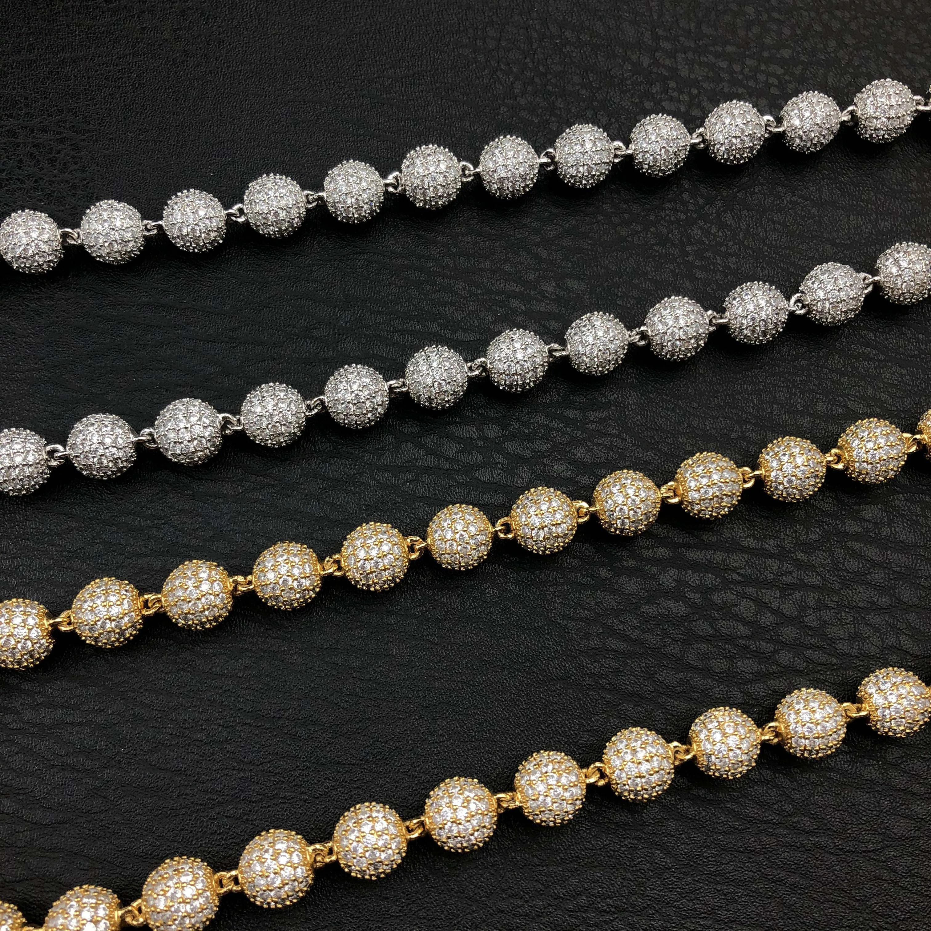 hip hop jewelry gold and white Iced Ball Chain | Necklace