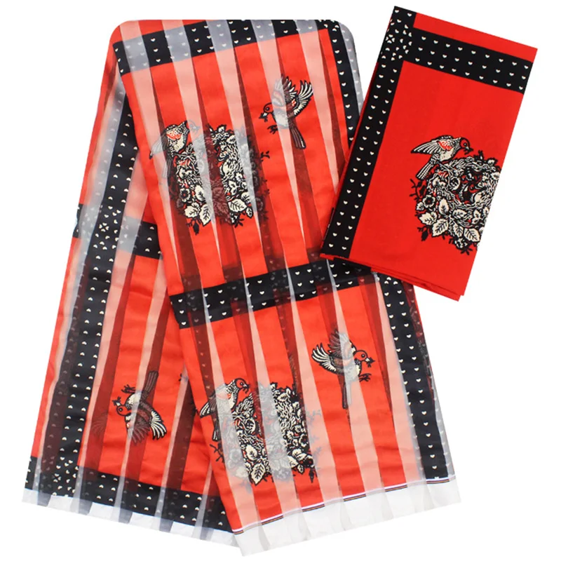 Фатиновая ткань органза с вышивкой шелковая полосатая кружевная