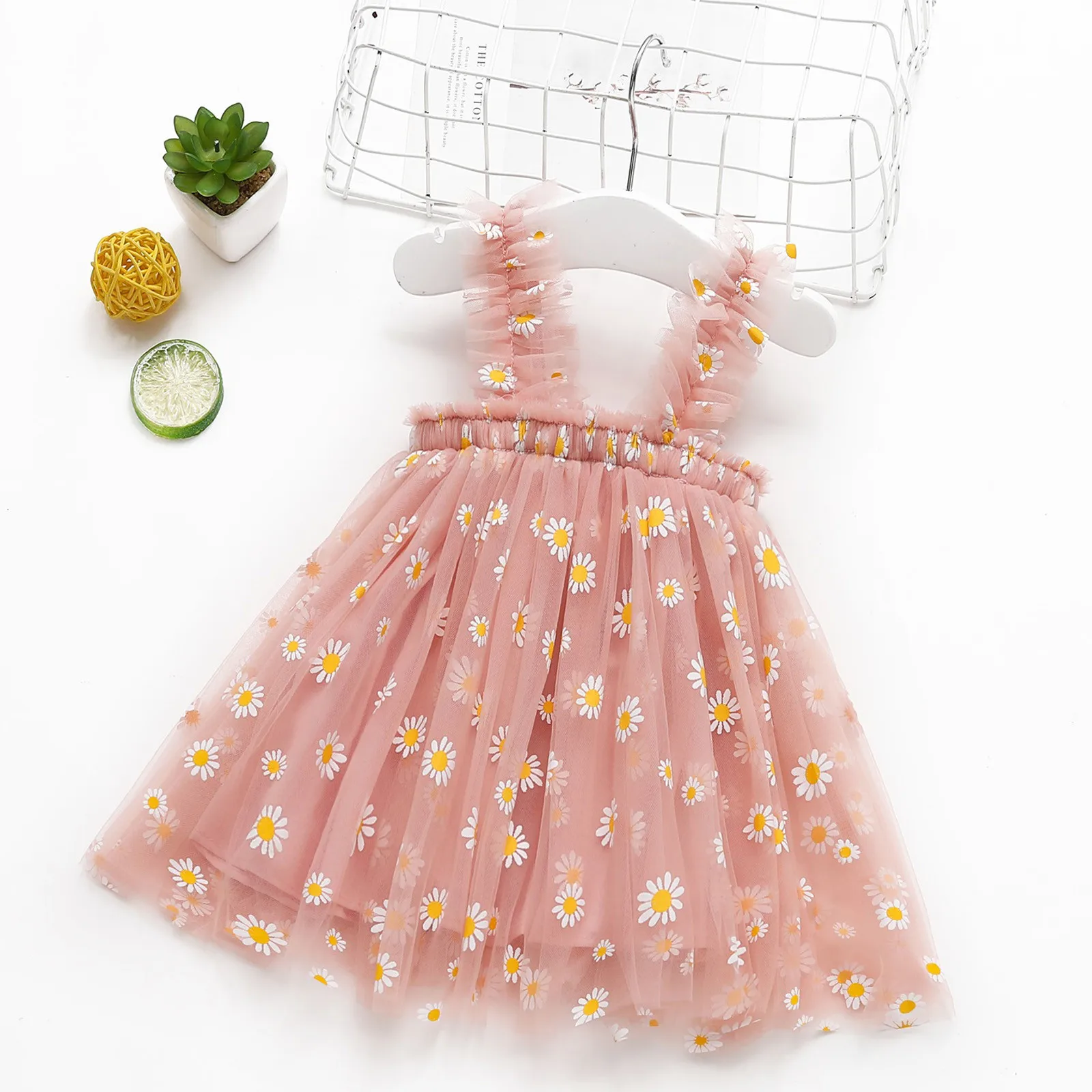 #VW Toddler Baby Kids Girl Dress Suspenders Daisy Floral Print Summer Tulle Beach Childern Casual Clothes vestido floral | Детская