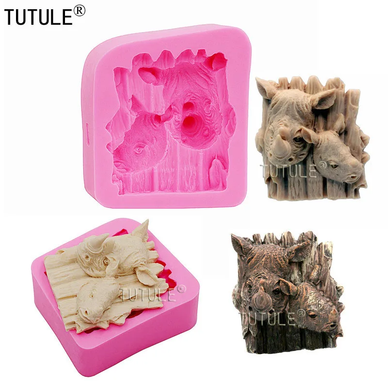 Форма для носорогов форма пищевых кексов силиконовая торта конфет глины
