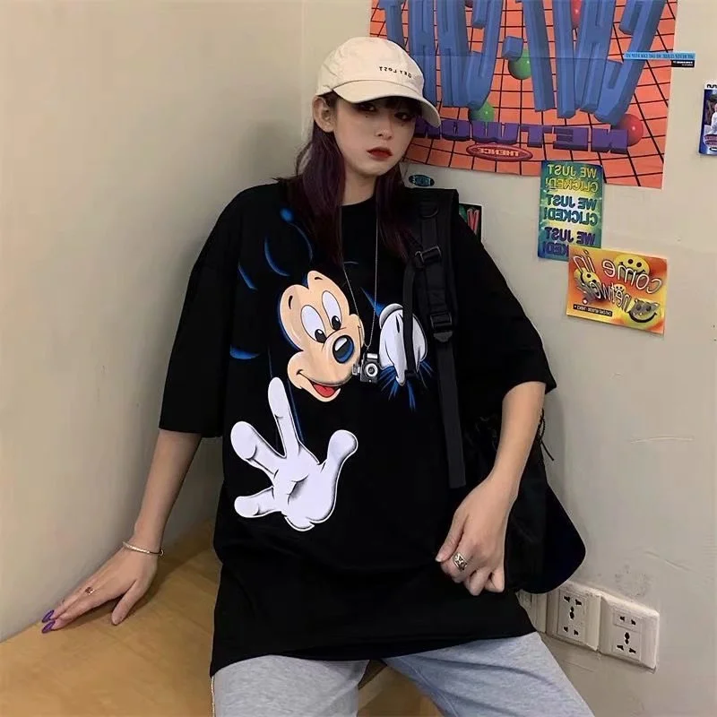 Disney Женская летняя футболка женская одежда с коротким рукавом детская рисунком