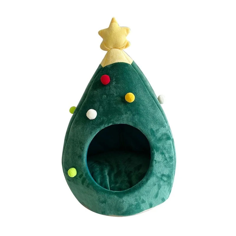 

Pet Cat Bed Christmas Tree Comfortable Soft Winter Warm Sleepping Nest House Dog Gifts Litter Kennel Mat Home