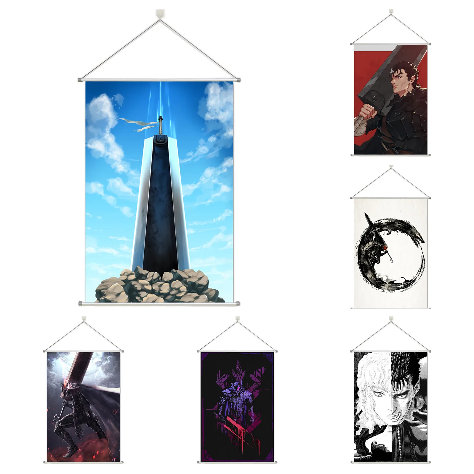 

Berserk Guts Griffith Alloy Scroll Cartoon Comic Scroll Hanging Wall Decor