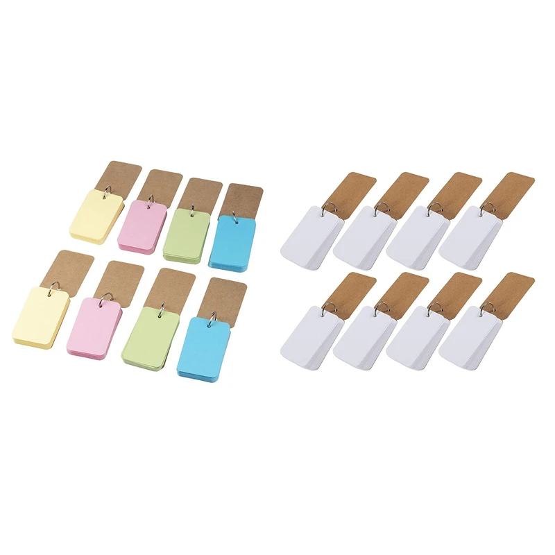 

PPYY-16-Pack 800-Piece Study Cards, Flash Cards with Binder Rings,Mini Index Cards, Note Cards, Memo Scratch Pads - 8-Pack White