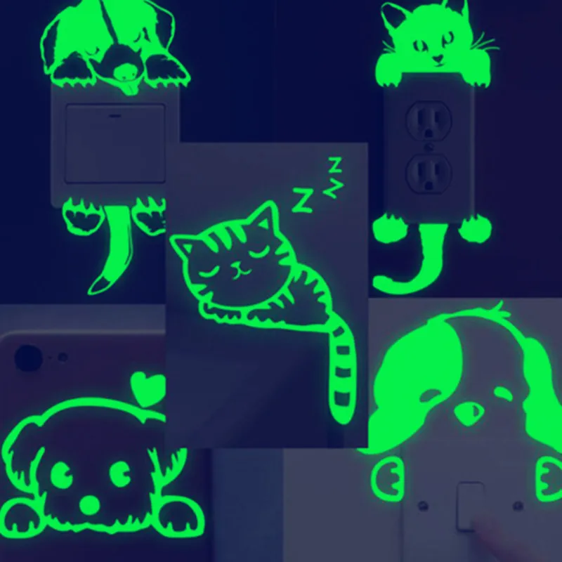 

Мультяшный светящийся Переключатель стикер светится в темноте наклейки на стену домашний декор Детская комната декоративная наклейка на с...