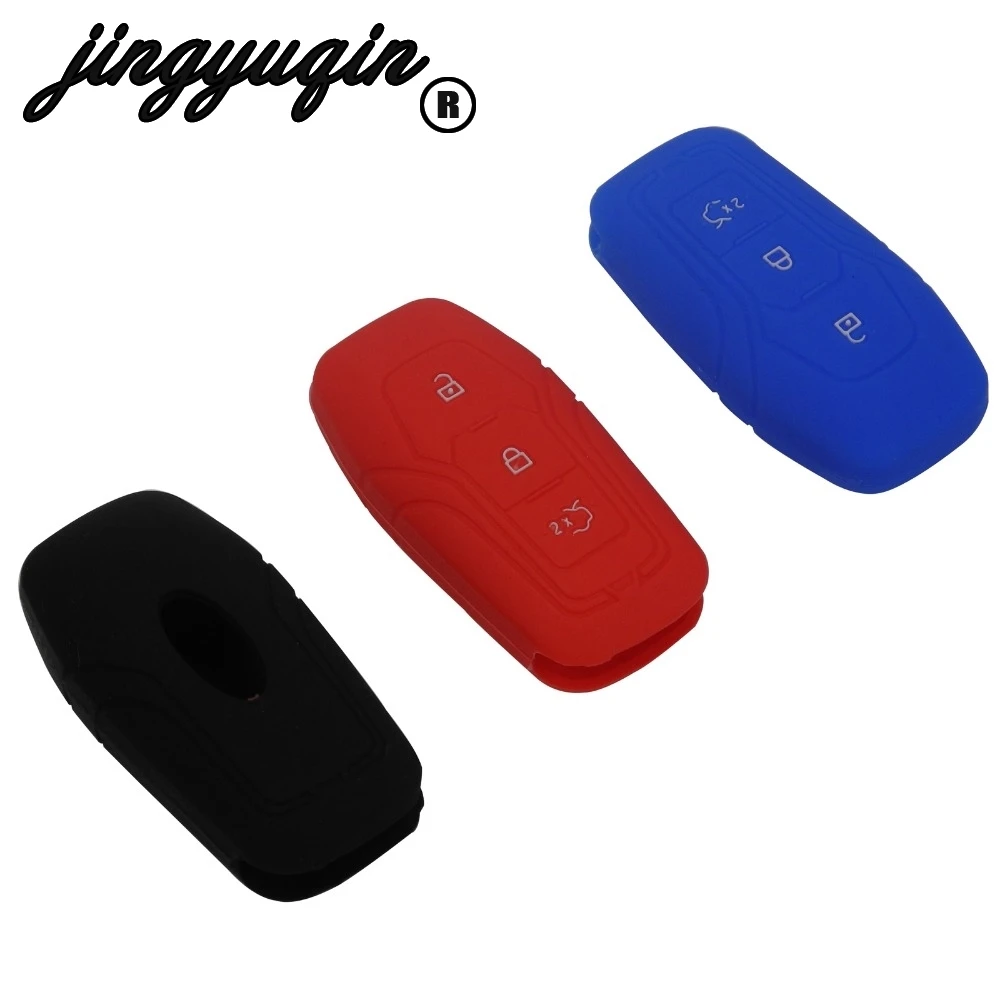 

jingyuqin Silicone Car Key Case Cover FOB For Ford Mondeo Escape Focus fusion EXPLORER Mustang EVEREST Taurus 3 Buttons
