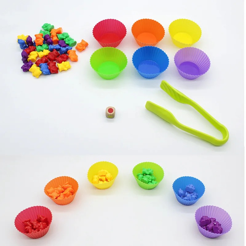 Новинка 1 набор многослойных чашек с подсчетными медведями радужные парные