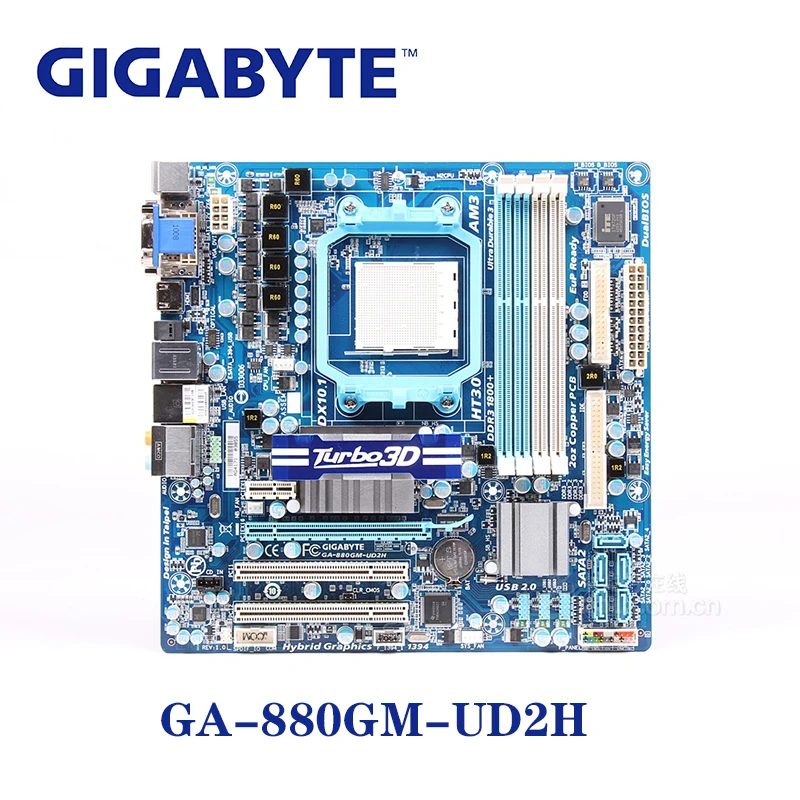 Разъем AM3 для AMD 880 Gigabyte GA-880GM-UD2H материнская плата DDR3 16 Гб 880GM-UD2H б/у | Компьютеры и