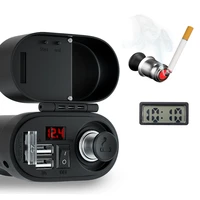 motorcycle cigarette lighter socket dual usb quick charger voltmeter digital clock switch waterproof time display