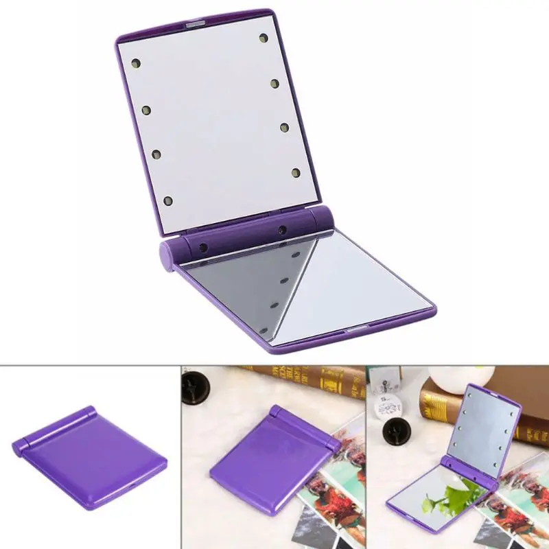 CX56 11x8 5 см 8 светодиодных ламп портативные складные прямоугольные зеркала для