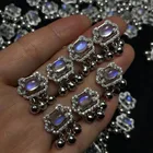 Женские небесно-голубой лунный камень долгий срок службы замок Ping Ruyi цепочка ожерелье маленький колокольчик с бахромой костюм в китайском стиле, серебряные ювелирные изделия ожерелья