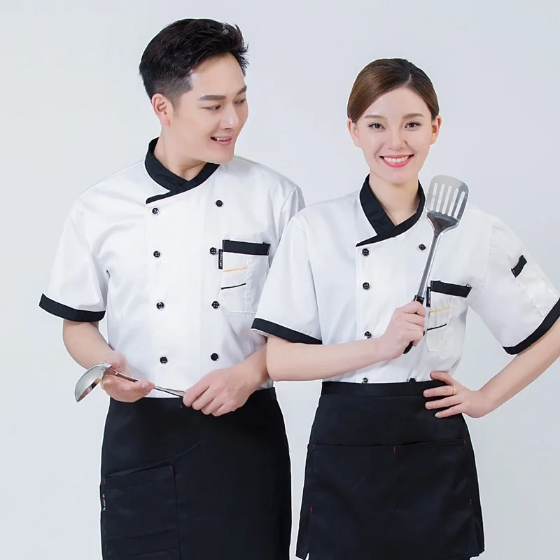 

Men's Short Sleeve Thin Style Summer Kitchen Ventilation Fashion Women's Restaurant Kitchen Restaurant Chef's Clothing