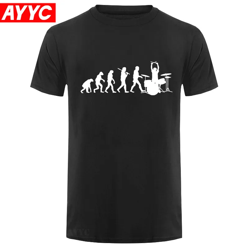 

Футболка мужская свободного покроя, смешная рубашка с коротким рукавом, с изображением эволюции барабанщика, музыкального барабана