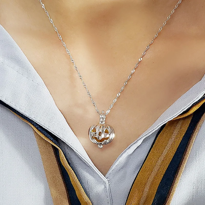 Женское ожерелье с подвеской в виде тыквы на Хэллоуин подвижная клетка круглыми