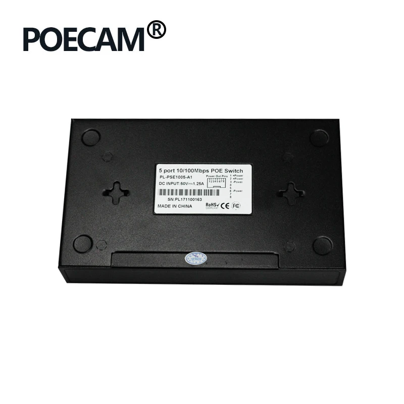 Коммутатор poe высокой мощности 5 портов гигабитный 4 порта 10/100/1000 м 48 В 2 А IEEE802.3af/at