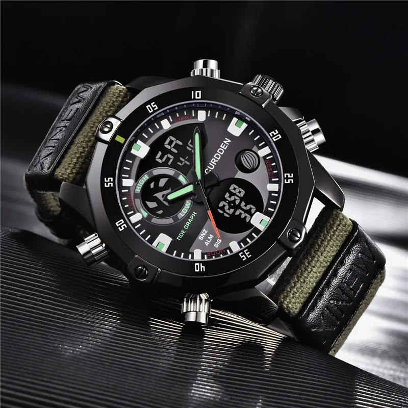 

Для мужчин, мужские часы в стиле милитари водонепроницаемые нейлоновый ремешок спортивные часы Военные Светодиодные цифровые секундомеры ...