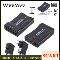 1080p hdmi compatible to scart converter hd receiver tv dvd audio upscale converter adapter cable scart to av signal adapter