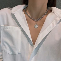 european and american multi layer round necklace women retro web celebrity titanium steel sweater chain