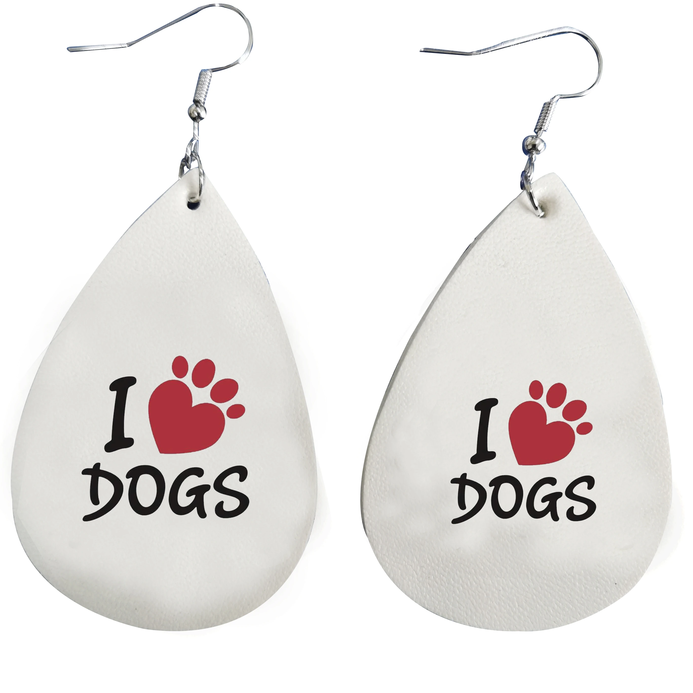 

Faux Leather Earrings For Dog Mom Cat MomTwo Layers Glitter Earrings