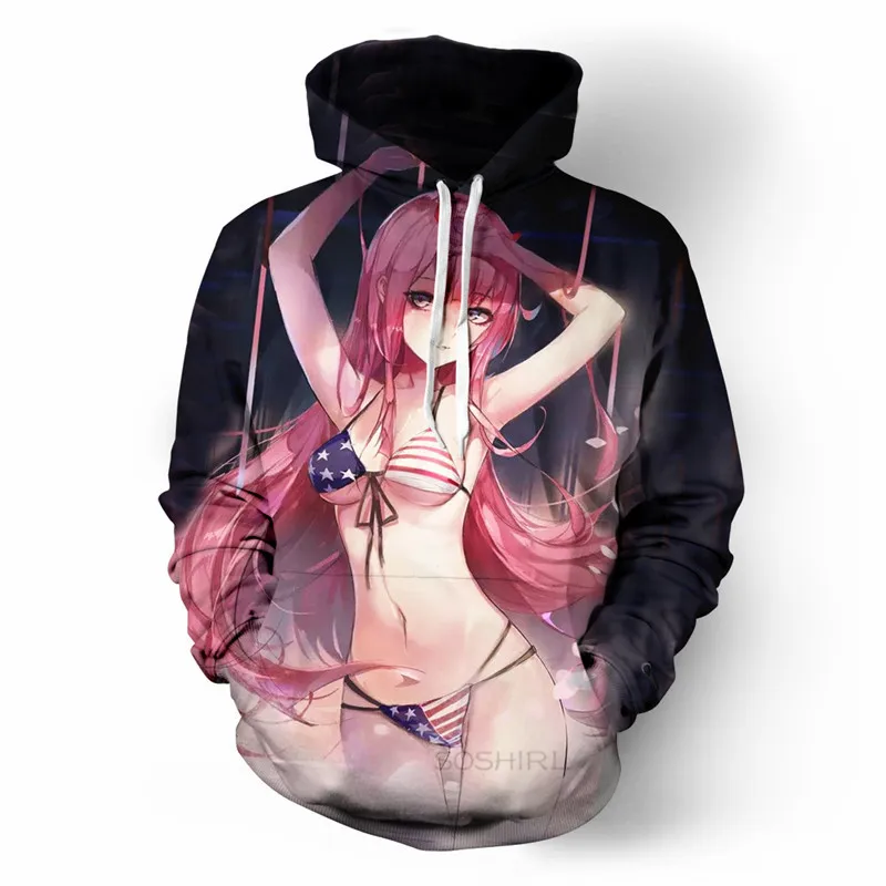 SOSHIRL сексуальное бикини Zero Two толстовки хипстерское аниме 3d зимняя толстовка