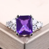 fashion charming cubic glass filled square ring for women wedding jewelry glass filled engagement rings bague femme anillos