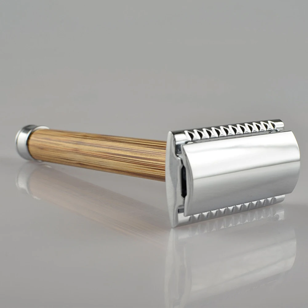 

Natural Bamboo Handle Men Manual Beard Shaver Double Edged Safety Razor Long Precision Trimmer without Blade