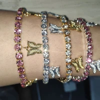 rhinestone butterfly bracelets for women zircon crystal charm bracelet chain female jewelry gifts for friend