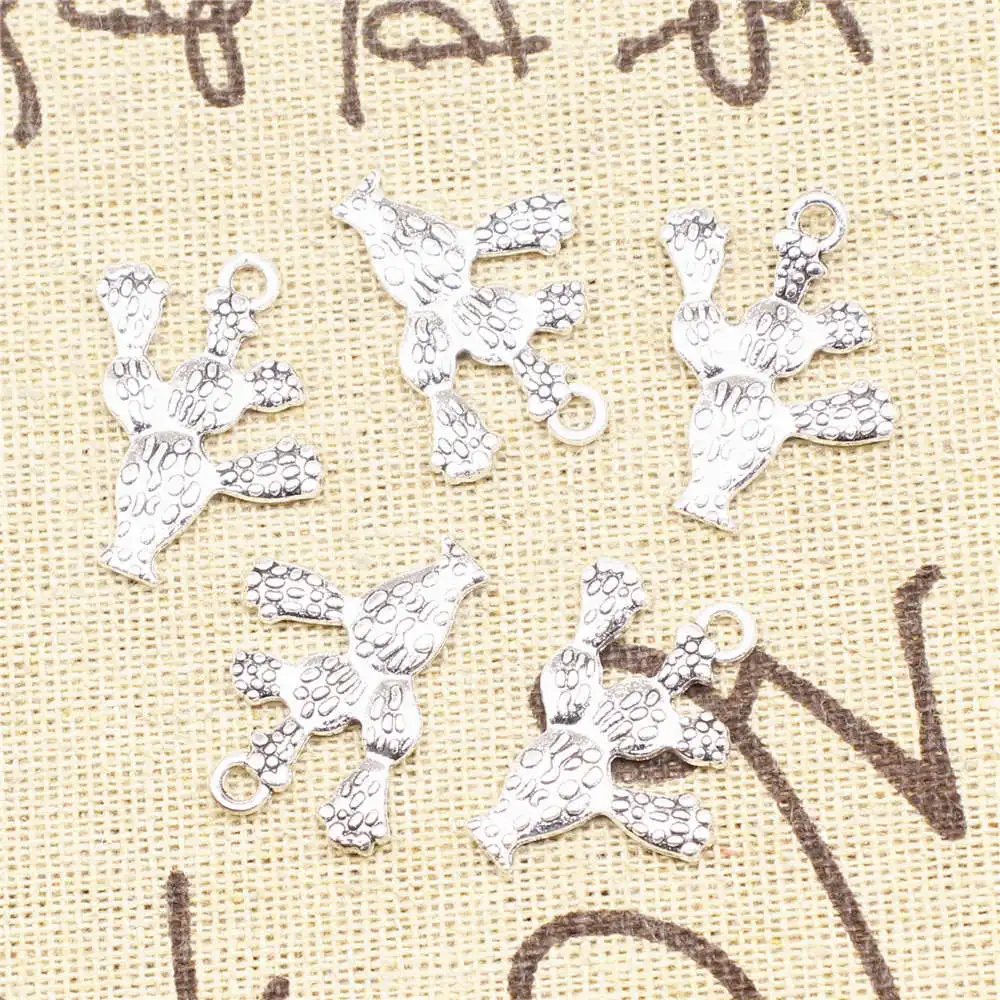 

Cactus Charms Supplies For Jewelry Making Kit Antique Silver Color 20pcs 20x24mm