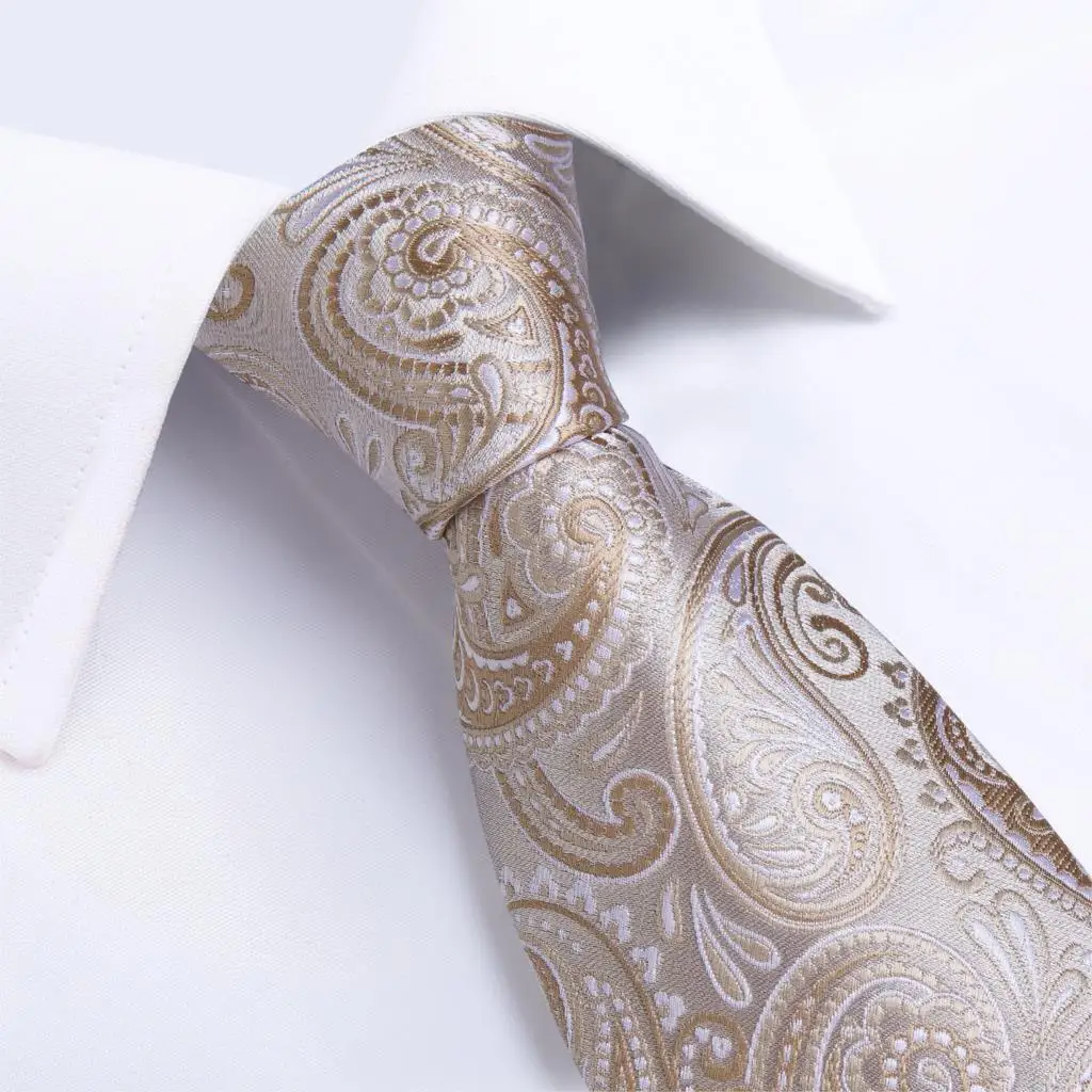 DiBanGu дизайнерский Мужской Шелковый Свадебный галстук цвета шампанского Пейсли