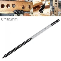 1pcs 6 x 165mm four slot woodworking drill bit hole drilling tool with center drill head and 14 hex shank woodworking opening