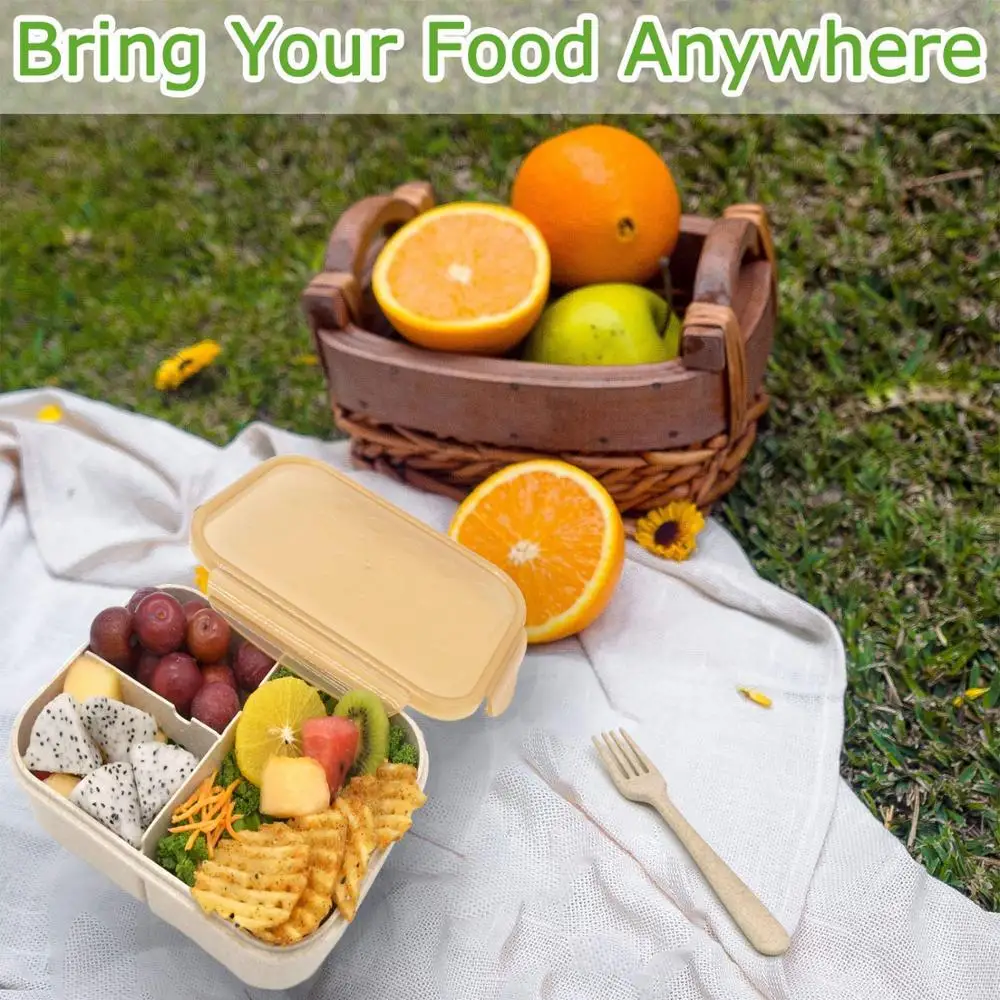 

Kitchen Plastic Microwave Bento box Outdoor Picnic Food Storage Container Eco Friendly lunch box for kids school Dinnerware Set