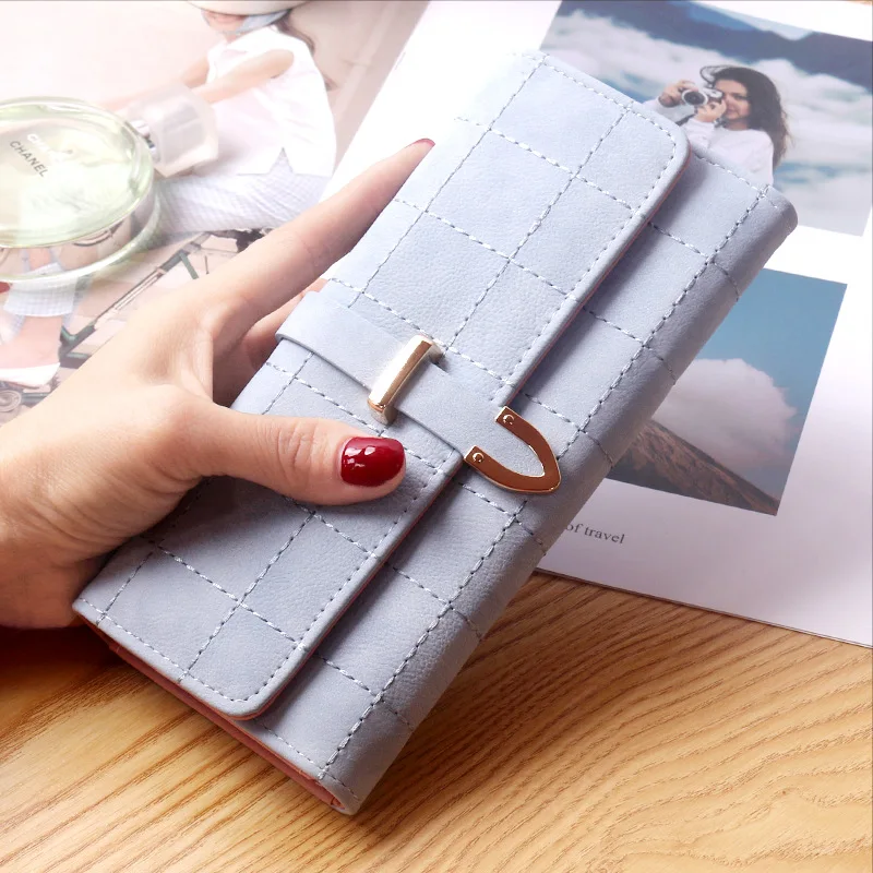 

Women fashion PU leather buckle wallet coin purse ladies Long luxury clutch bag money clip female passport Credit ID card holder