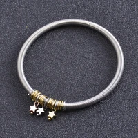 1 pcs 4 2mm simple stretchable stainless steel bracelet star pendant bracelets unisex fashion couple jewelry