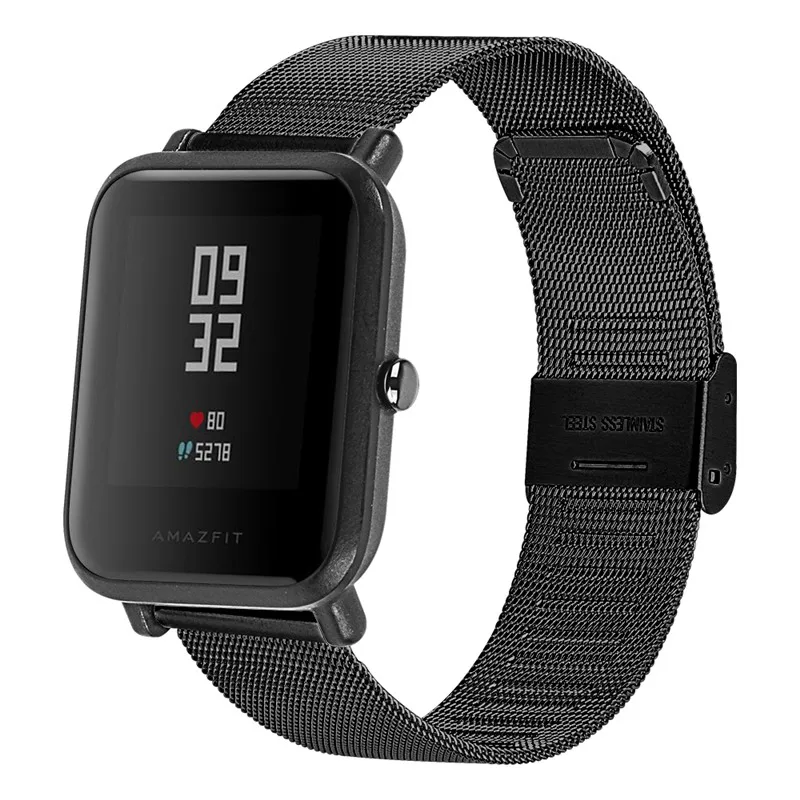 20 мм 22 мм Миланская сетка ремешок из нержавеющей стали для Huami Amazfit Bip samsung Galaxy Watch 46 мм 42 мм Active gear S3 браслет