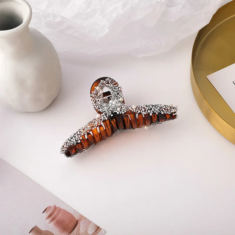 

LOVOACC Multi Color Rhinestones Pearl Hair Clamps Acrylic Shark Clips Hairs Statement Goth Fashion Hair Accessories for Women