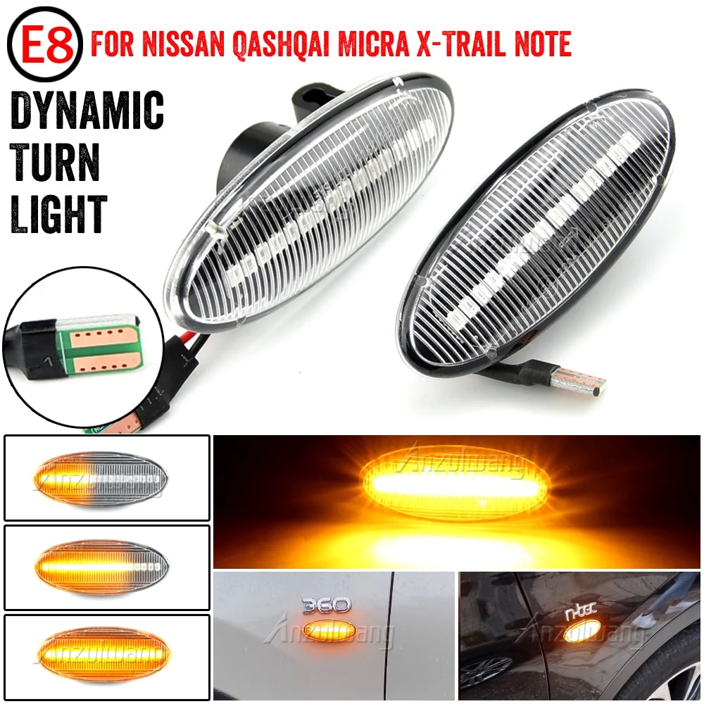 

2PCS LED Dynamic Side Marker Turn Signal Light Sequential Lamp For Nissan Cube Dualis Evalia Interstar MK3 NV200 NV400 NP300