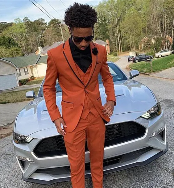 Красивый оранжевый Slim Fit Мужской подходит для лацканов с - Цена: 