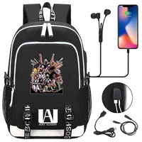 my hero academia schoolbags anime cosplay backpack usb black men women computer travel daypack school bookbag shoulder bags 2021