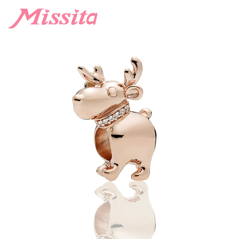 MISSITA милые рождественские олени животные бусины подходят к оригинальному бренду