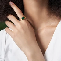 enfashion royal green stone wedding ring for women gold color hollow rings stainless steel anillos fashion jewelry party r4098