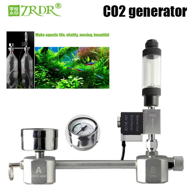 

Система генератора CO2 ZRDR для аквариума, генератор CO2 «сделай сам», счетчик пузырей, диффузор с соленоидным клапаном, для роста водных растений