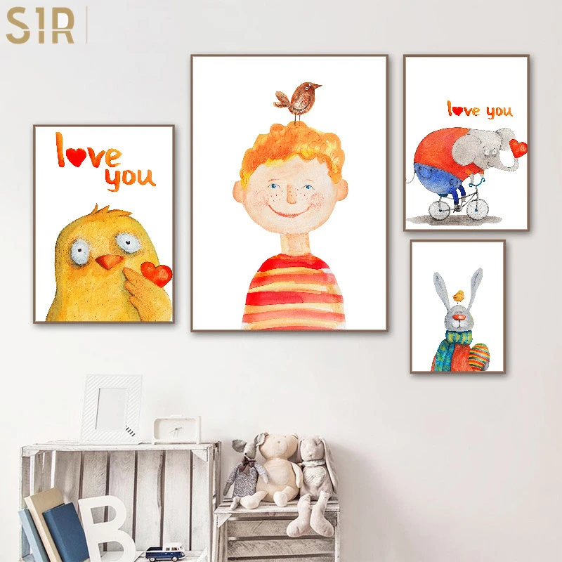 

Cartoon Fox Koala Deer Rabbit Squirrel Nordic and Prints Wall Art Canvas Painting Nursery Kids Room Posters Canvas Painting