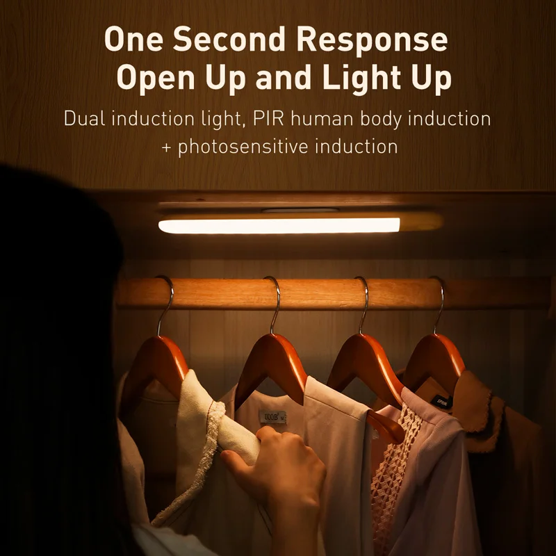 Baseus светодиодный светильник для шкафа движения PIR Сенсор ночные светильники USB