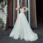 Винтажное классическое свадебное платье soworthy в горошек Тюлевое платье для влюбленных с длинными рукавами Свадебные платья с поясом корсет свадебное платье