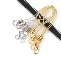 20 50pcslot polyester gold color lanyard lariat strap cords lobster clasp rope keychains hooks mobile set charms keyring