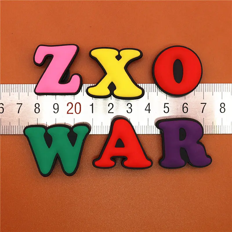 1pcs PVC Capital English Letters Shoe Charms Shoes Accessories Croc Shoe Buckle Decorations Ormaments fit JIBZ Party Kid's Gifts