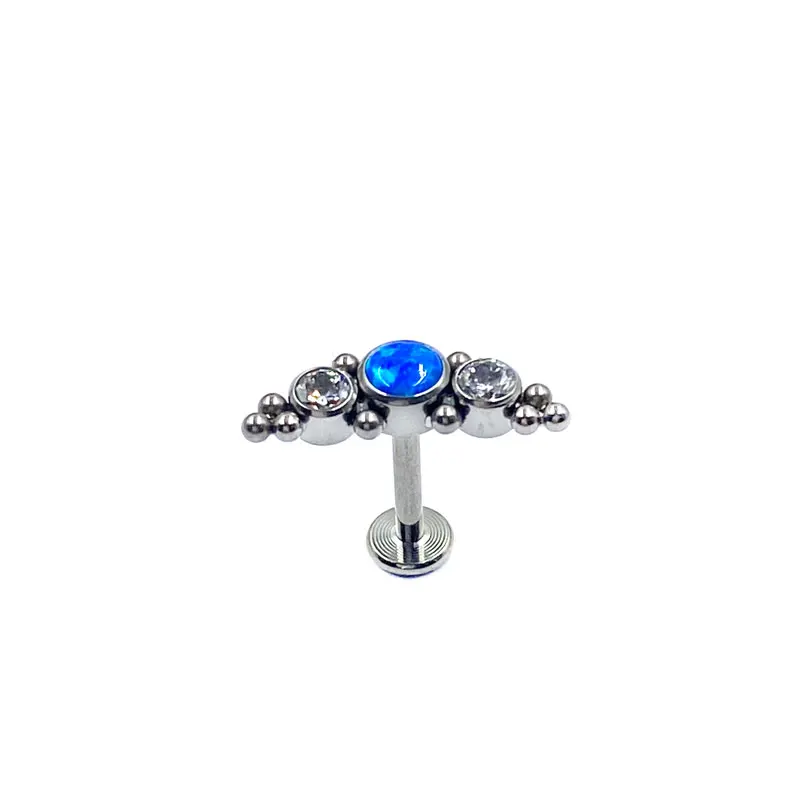

16G Implant Grade F136 Titanium Labret with Opal CZ Gem Tragus Helix Bar Labret Lip Bar Rings Stud Cartilage Ear Body Jewelry