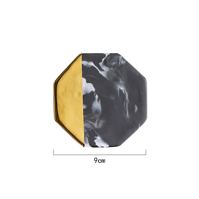 2Pcs Nordic Marble Coaster Ceramic Coasters Black &amp Gold Non-slip Insulation Mat Round Square Octagon Cup Home Table Decor | Дом и сад