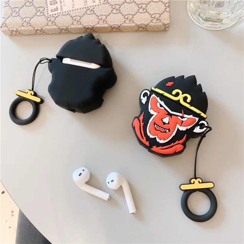 Милый силиконовый чехол для наушников с 3D рисунком Wukong для Apple New AirPods 1/2, беспроводная bluetooth-гарнитура